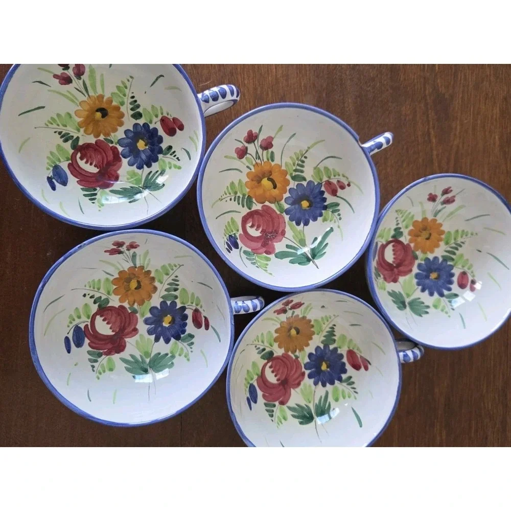 Santarelli Italian Art Pottery Esspresso & Cap Sets Hand Painted Signed 20 Piece